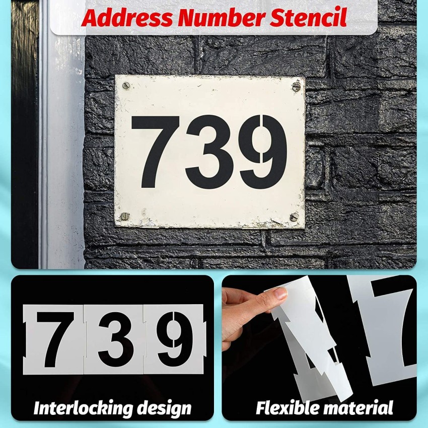 IVANA'S 20 Pieces 4 Inches Curb Stencil Kit 0-9 Address Number Stencil  Reusable Plastic Numbers Stencils with 2 Rolls Masking Tape for Painting  Address in Wall Wood Roa d Mailbox Stencil Price in India - Buy IVANA'S 20  Pieces 4 Inches Curb Stencil